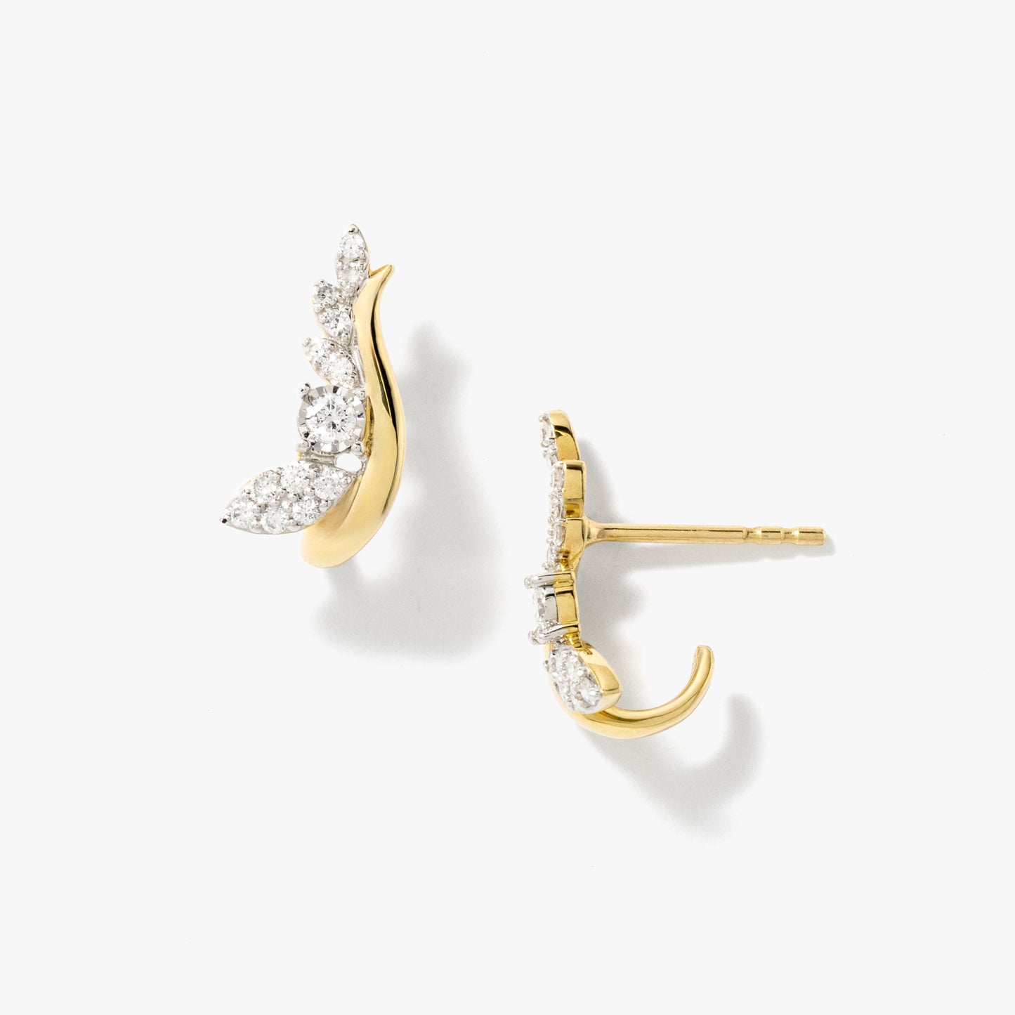 Diamond J Hook Earrings in 10K Yellow Gold (0.31 ct tw)
