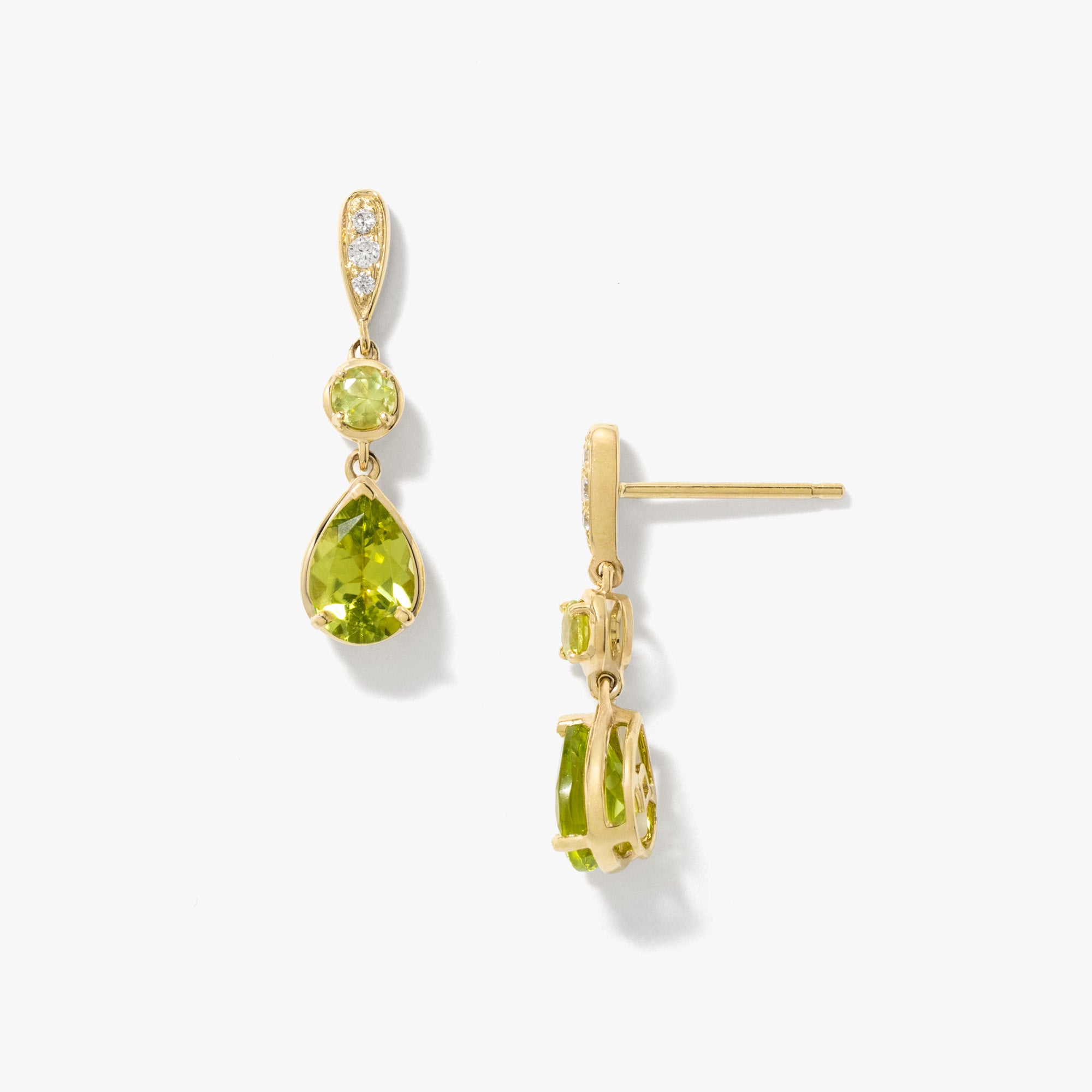 Peridot Earrings in 10K Yellow Gold