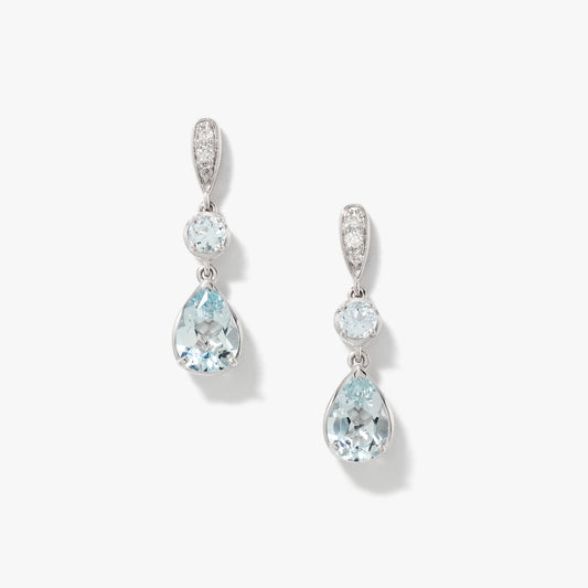 Aquamarine Earrings in 10K White Gold