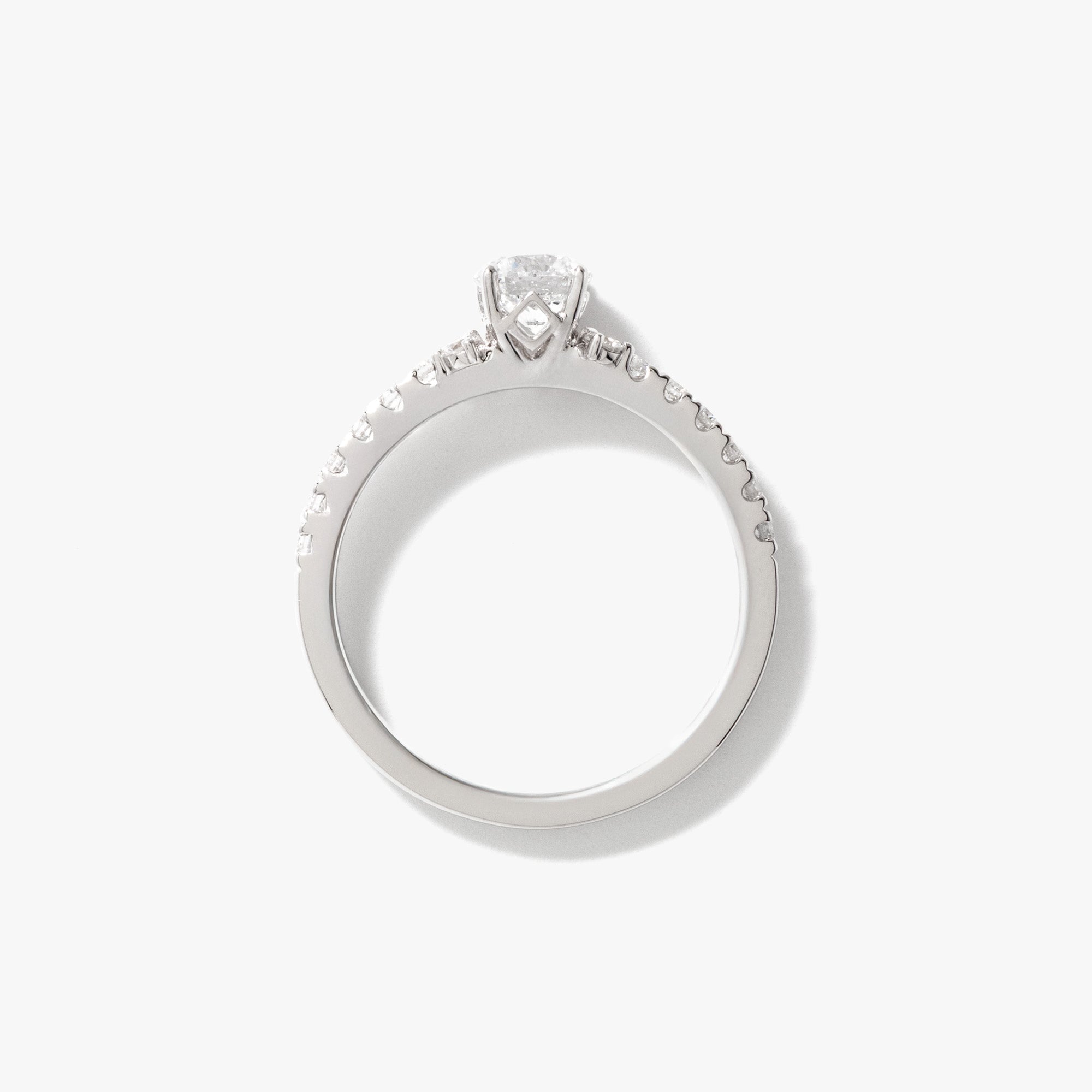 Lab Grown Round Cut Diamond Engagement Ring 14K White Gold (0.83 ct