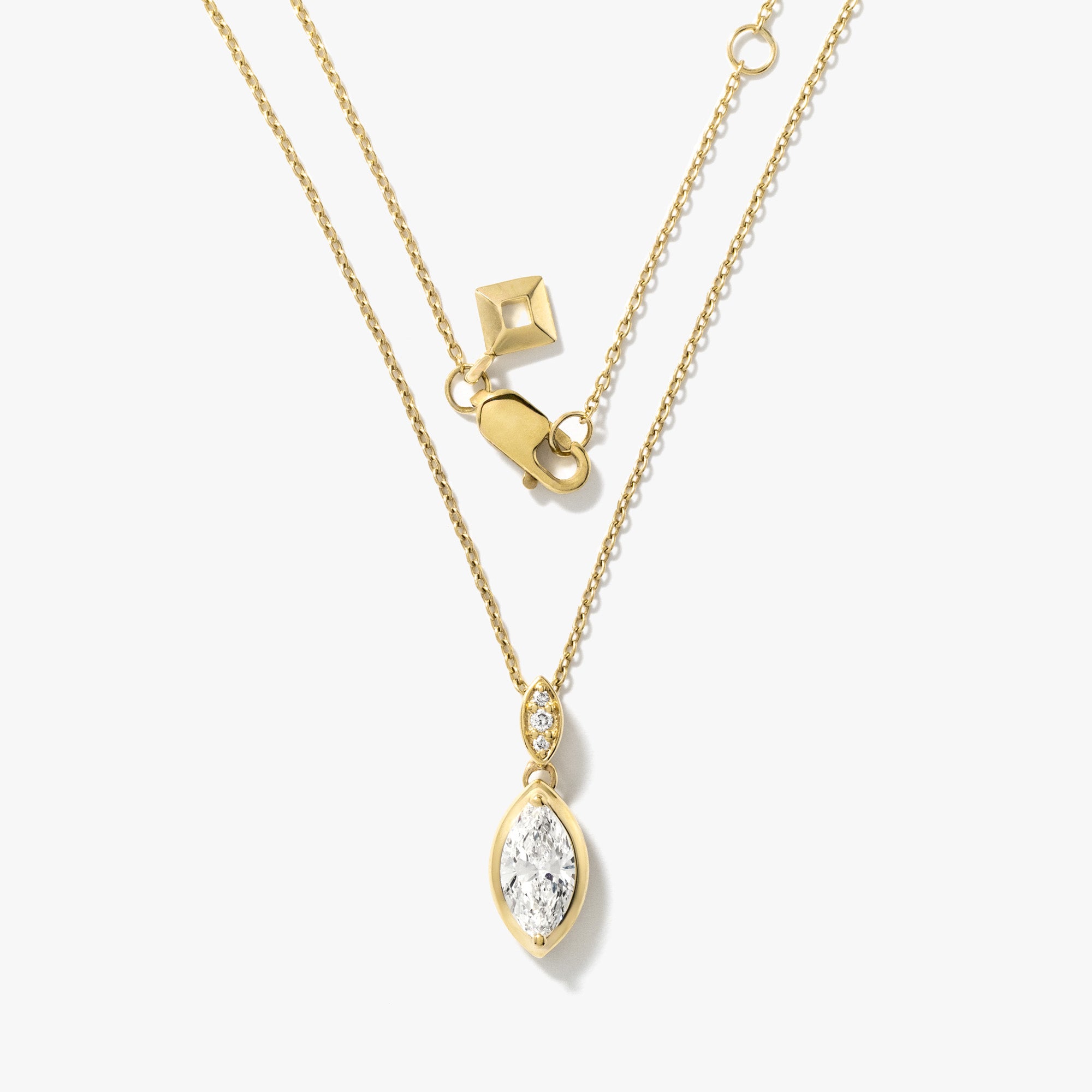 Lab Grown Marquise Diamond Necklace in 10K Yellow Gold (0.52 ct tw)