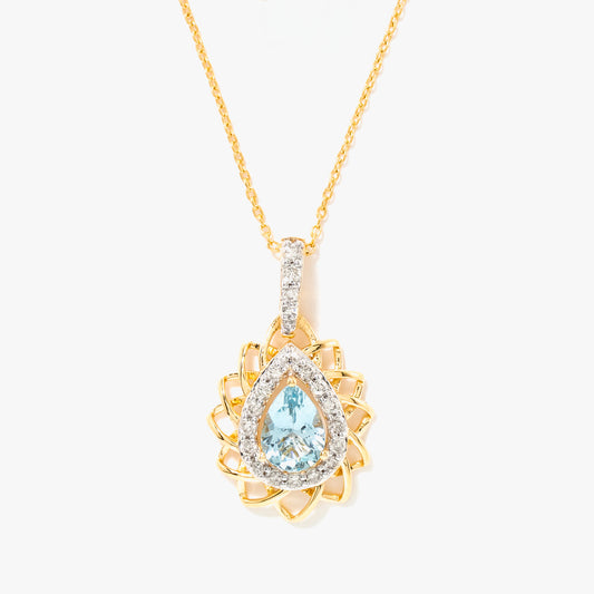 Aquamarine Necklace in 10K Yellow Gold