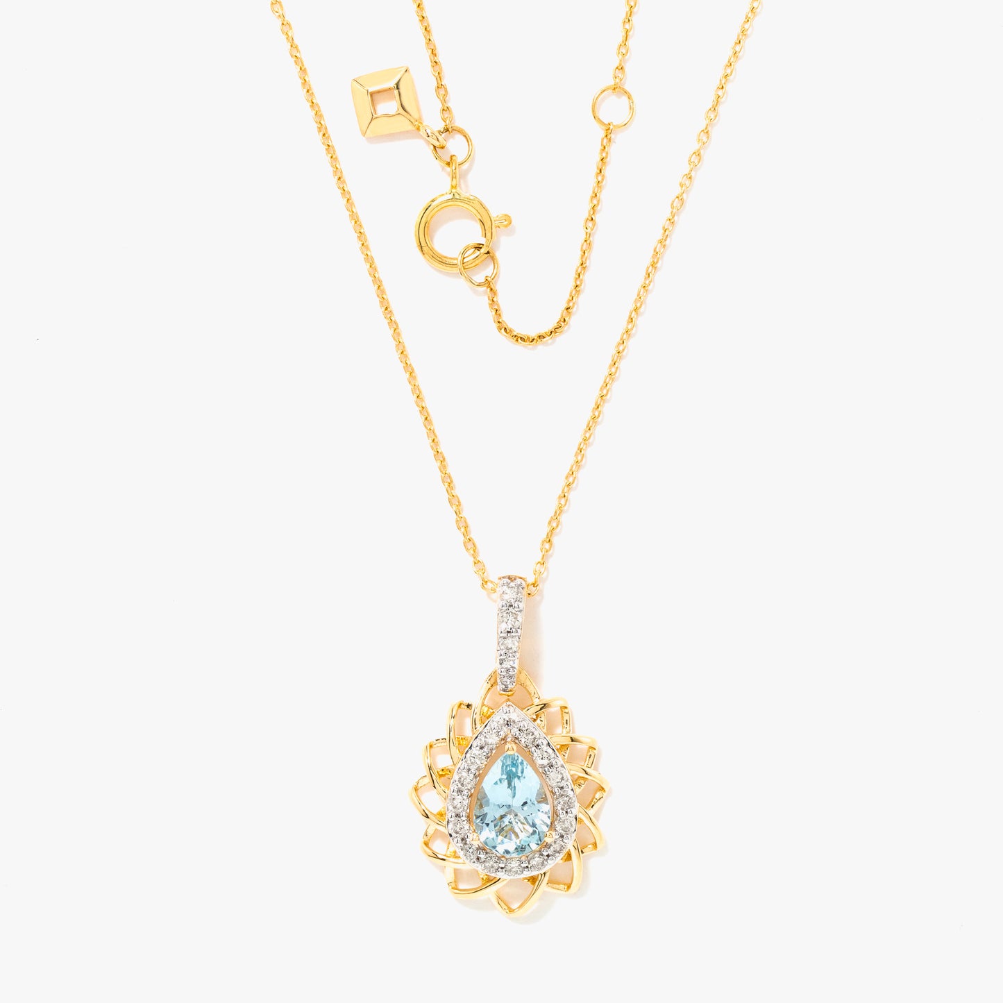 Aquamarine Necklace in 10K Yellow Gold