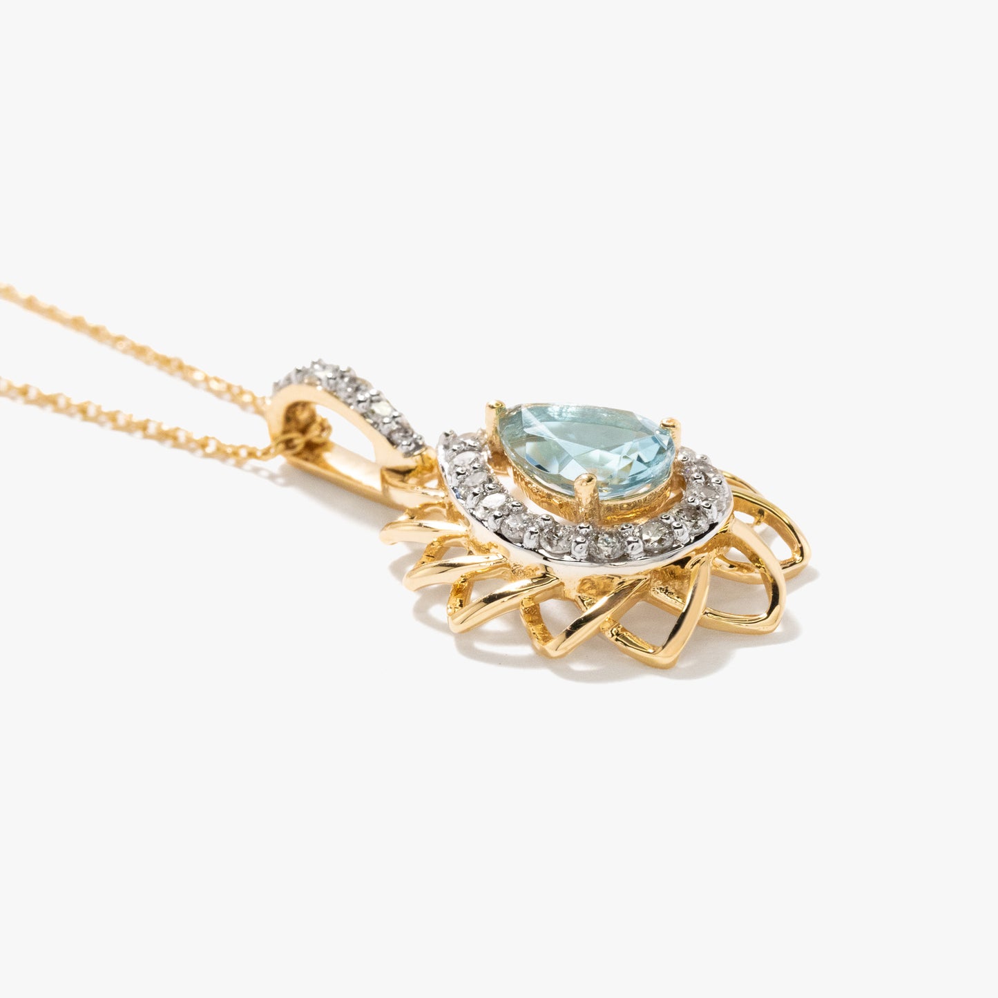 Aquamarine Necklace in 10K Yellow Gold