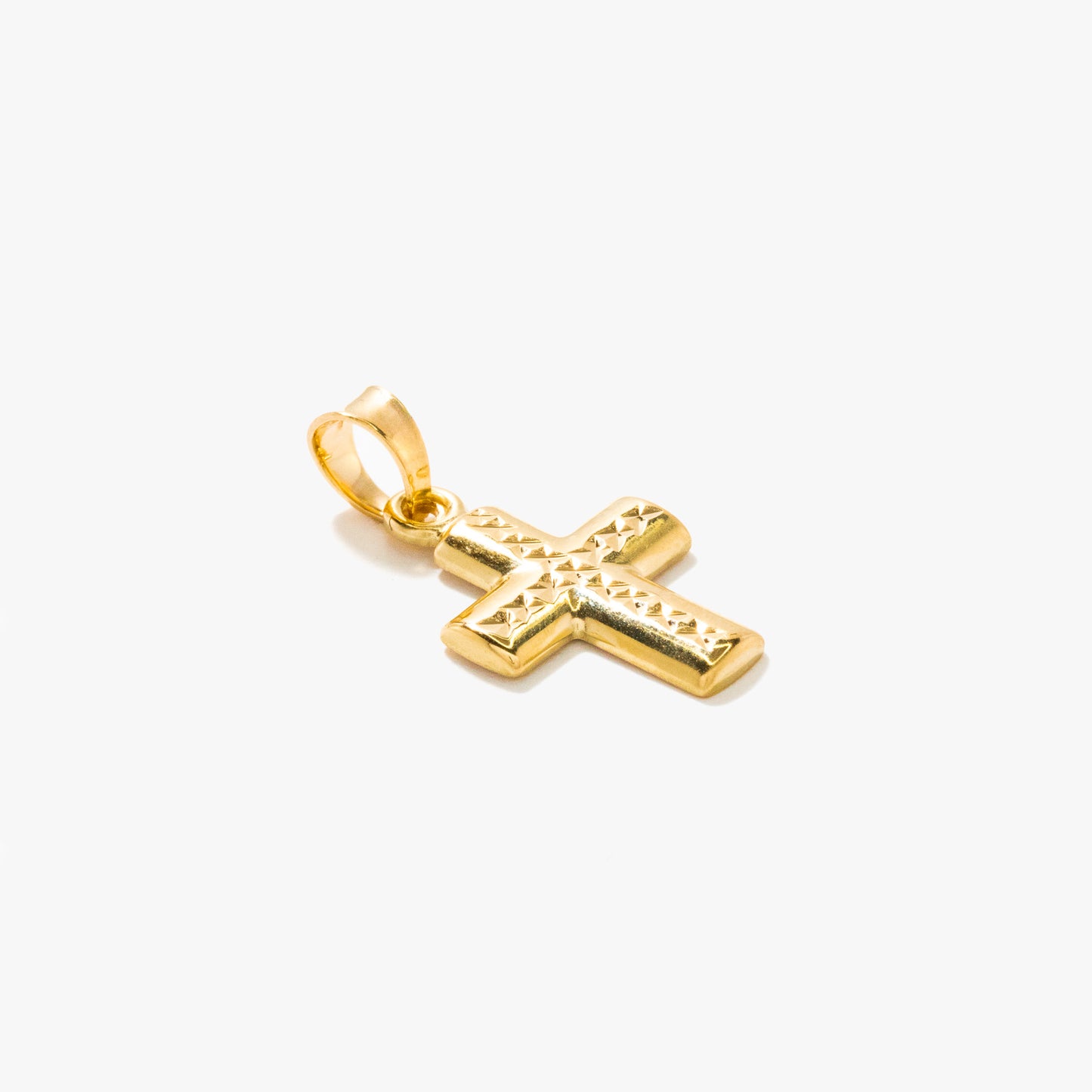 Diamond Cut Cross Pendant in 14K Yellow Gold