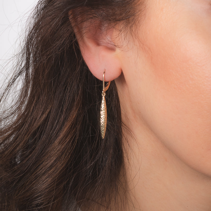 Diamond Cut Drop Earrings in 10K Yellow Gold