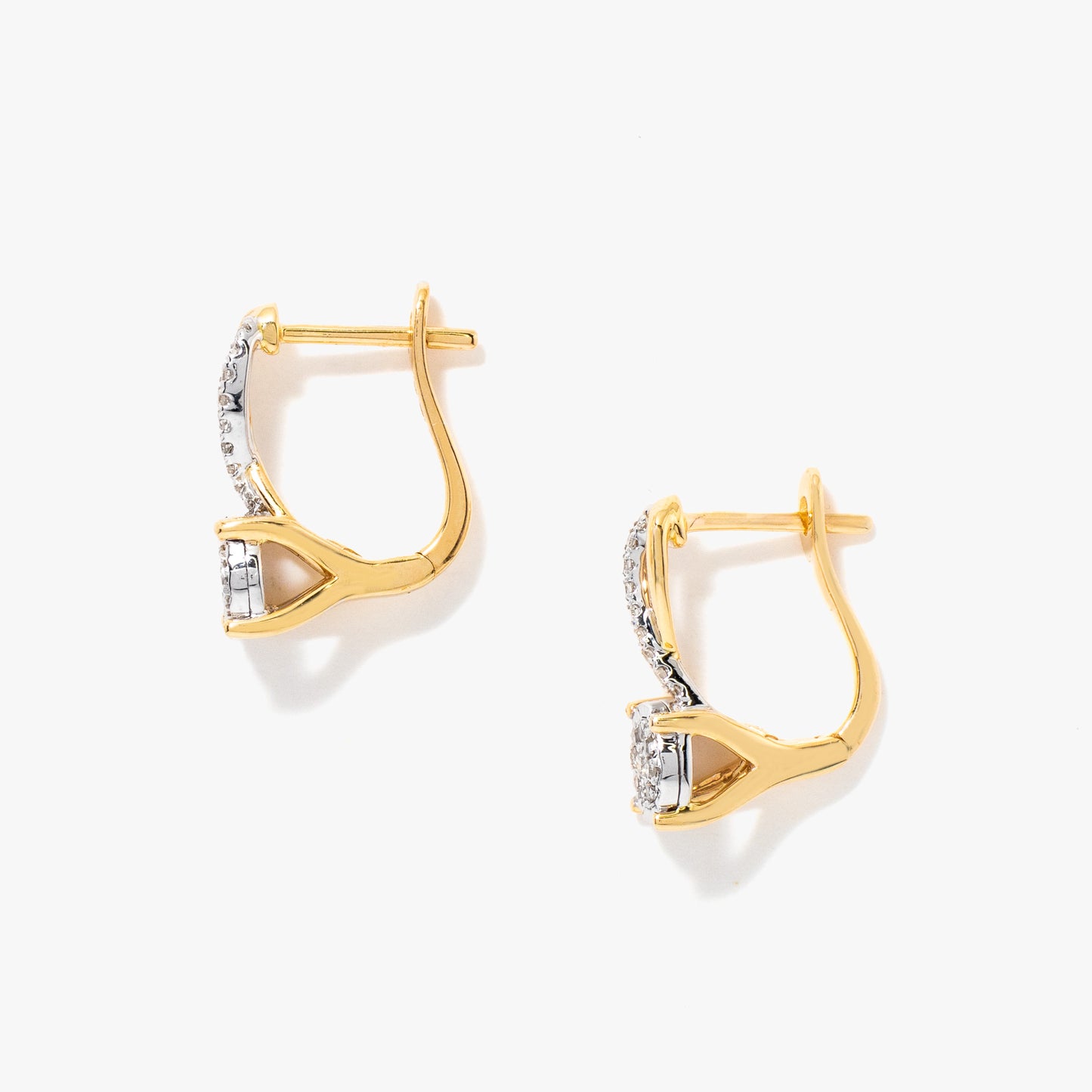 Diamond Cluster Hook Earrings in 10K Yellow and White Gold (0.21 ct tw)