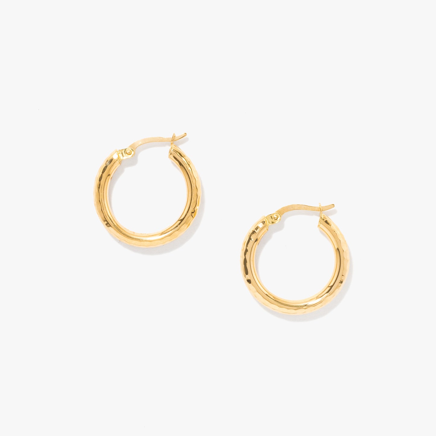 Diamond Cut Hoop Earrings in 14K Yellow Gold