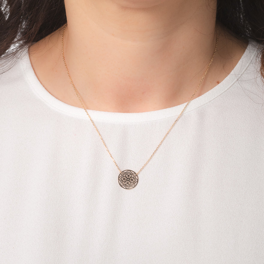 Mandala Necklace in 10K Yellow Gold