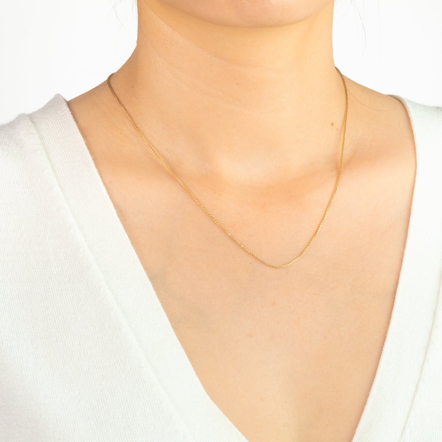 1mm Round Wheat Chain in 14K Yellow Gold (16")