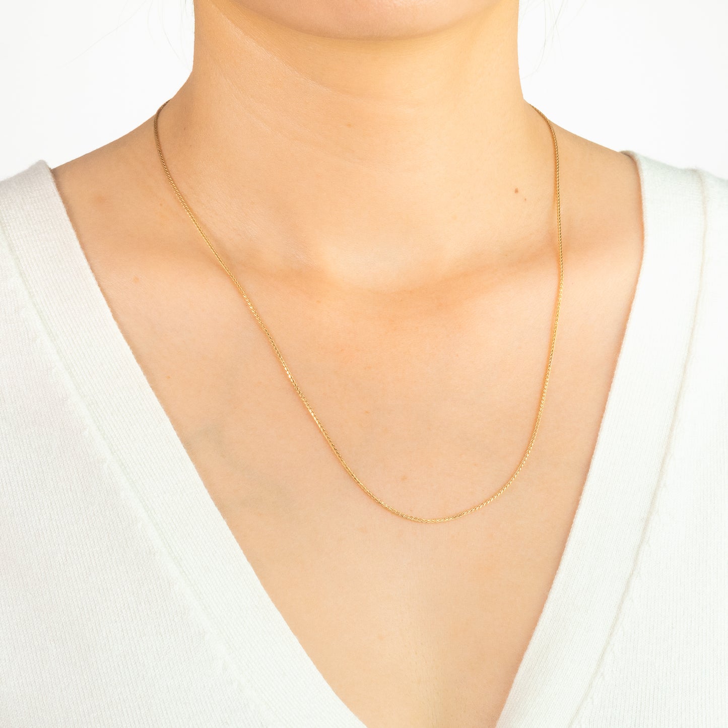 1mm Round Wheat Chain in 14K Yellow Gold (18")