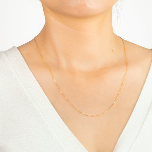 1mm Square Wheat Chain in 14K Yellow Gold (20")