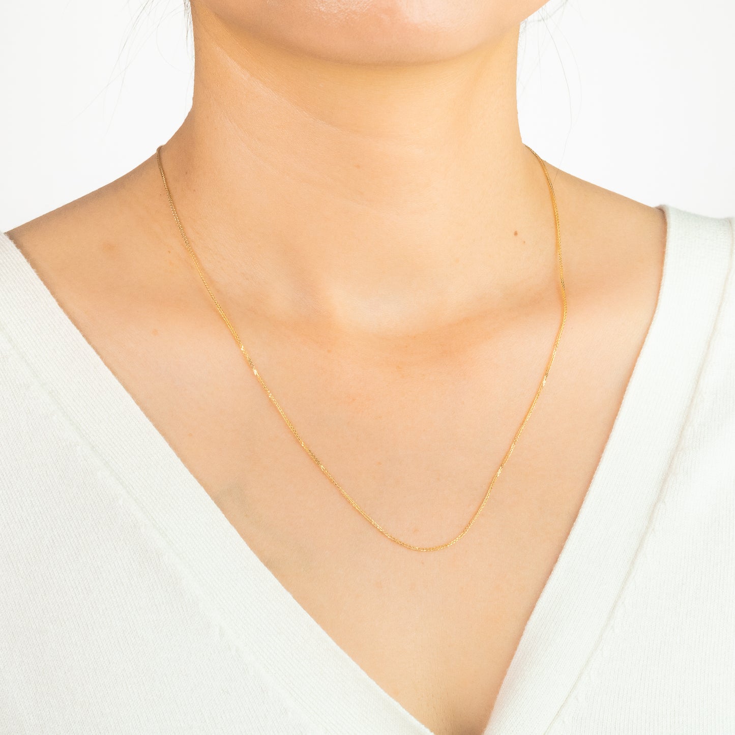 1mm Square Wheat Chain in 14K Yellow Gold (18")