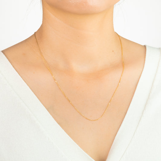 1mm Square Wheat Chain in 14K Yellow Gold (18")