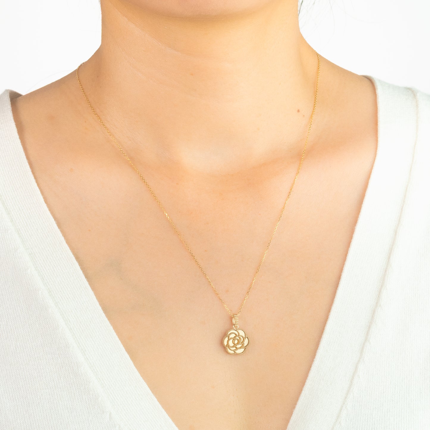 Beaded Rose Charm in 10K Yellow Gold