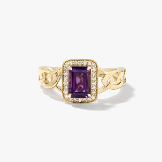 Amethyst Chain Ring in 10K Yellow Gold