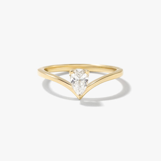 Lab Grown Pear Shape Diamond Promise Ring in 10K Yellow Gold (0.30 ct tw)