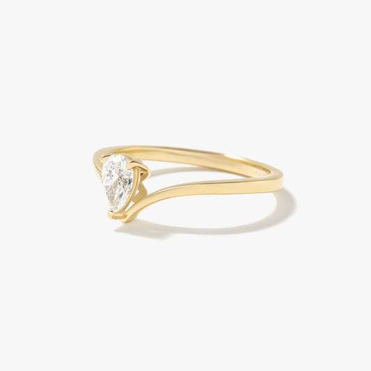 Lab Grown Pear Shape Diamond Promise Ring in 10K Yellow Gold (0.30 ct tw)