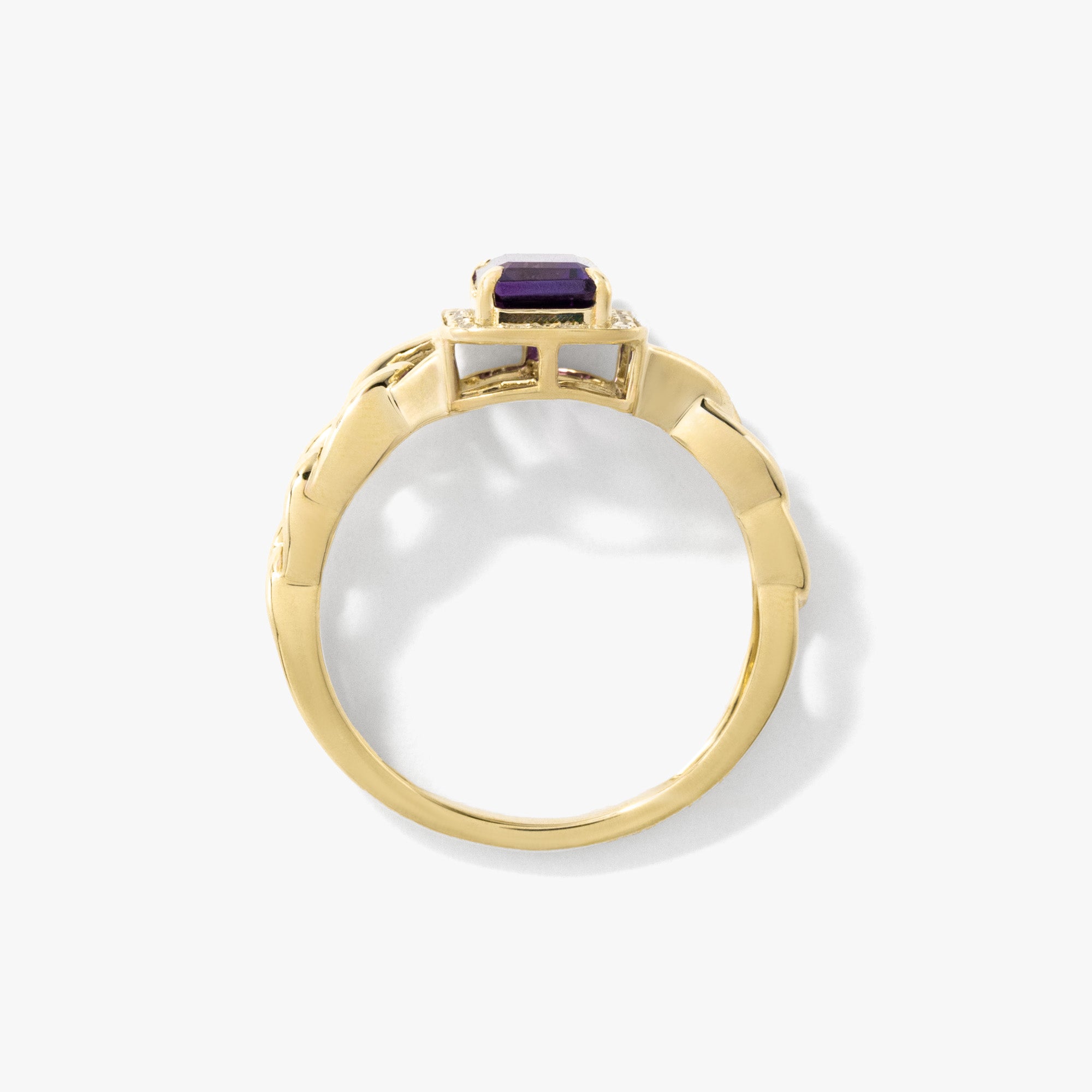 Amethyst Chain Ring 10K Yellow Gold