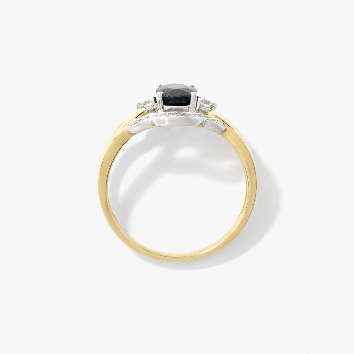 Oval Sapphire Ring in 10K Yellow and White Gold