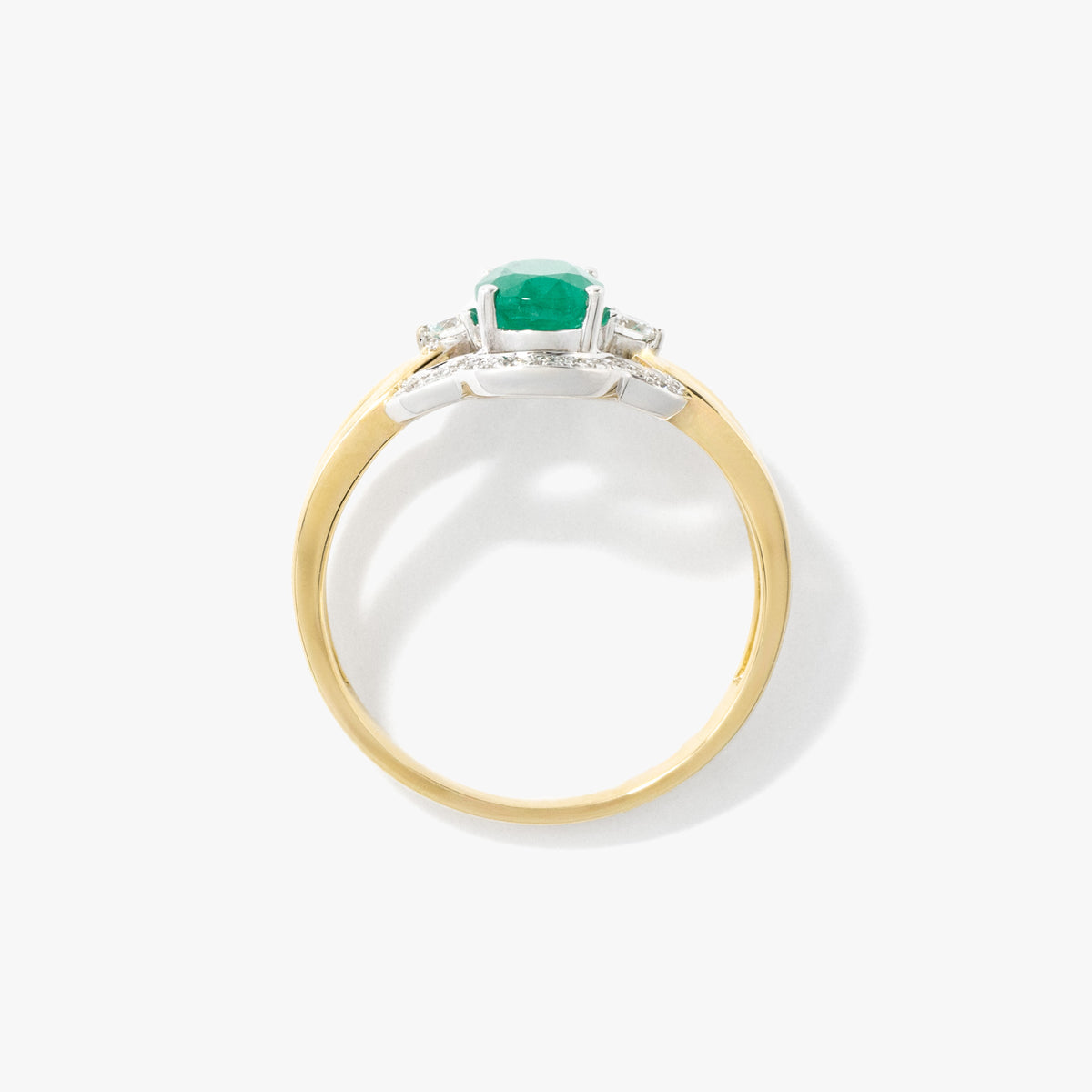 Oval Emerald Ring in 10K Yellow and White Gold