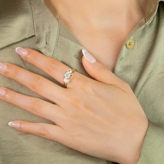 Three Stone Lab-Grown Diamond Engagement Ring in 14K Yellow Gold (1.50 ct tw)