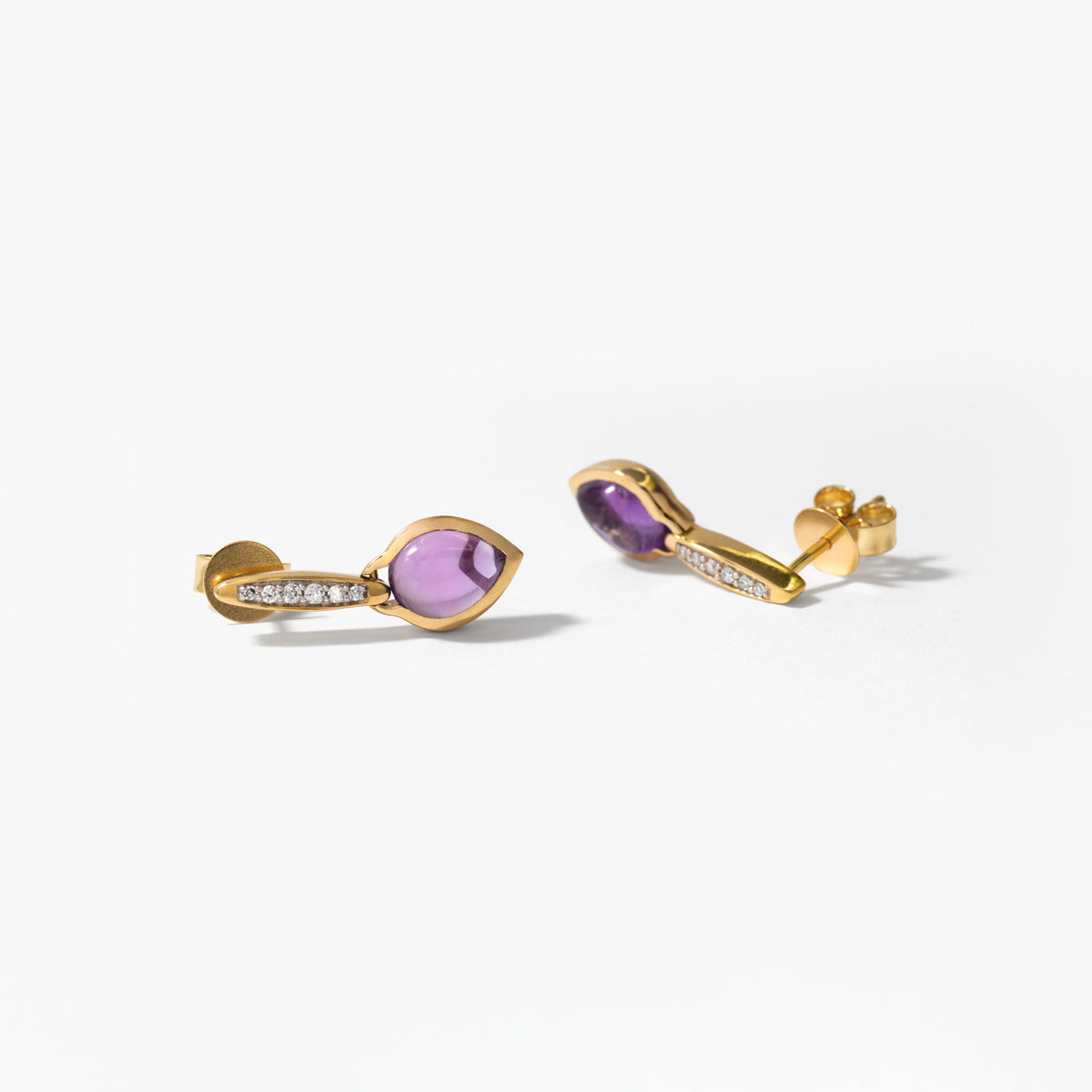 Amethyst Earrings in 10K Yellow Gold