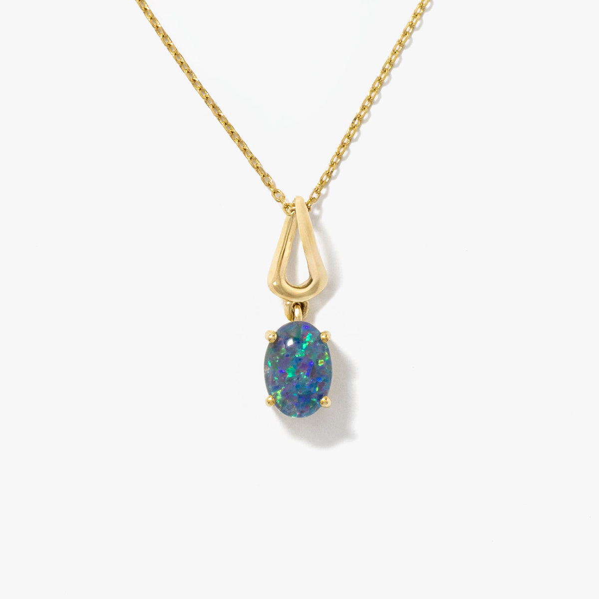 Triplet Opal Necklace in 10K Yellow Gold