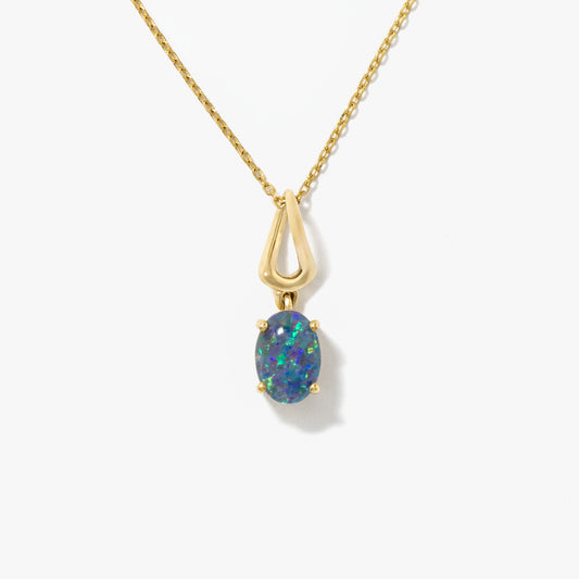 Triplet Opal Necklace in 10K Yellow Gold