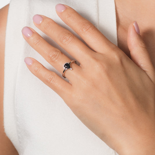 Pear Shape Sapphire Ring in 10K White Gold