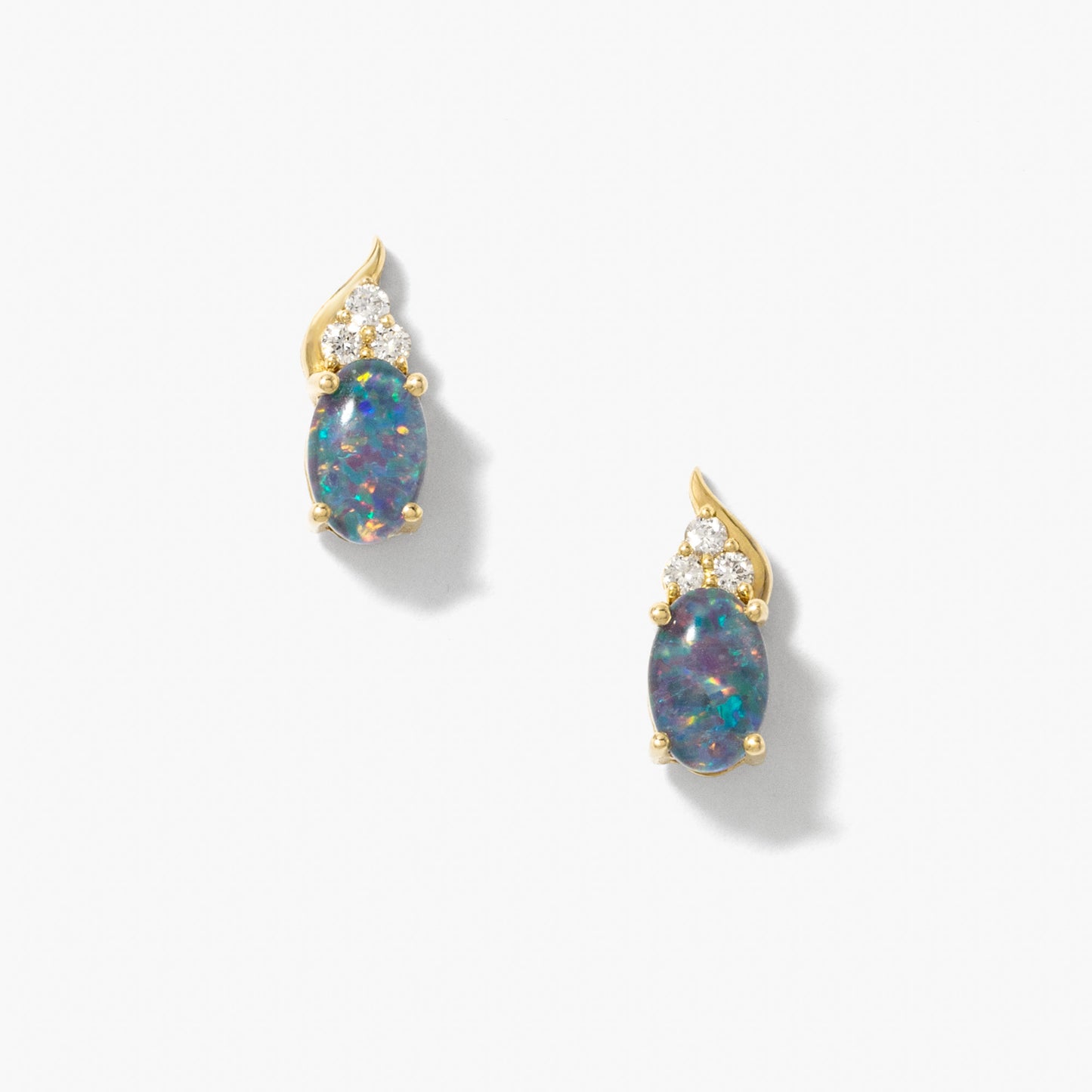 Triplet Opal Earrings in 10K Yellow Gold