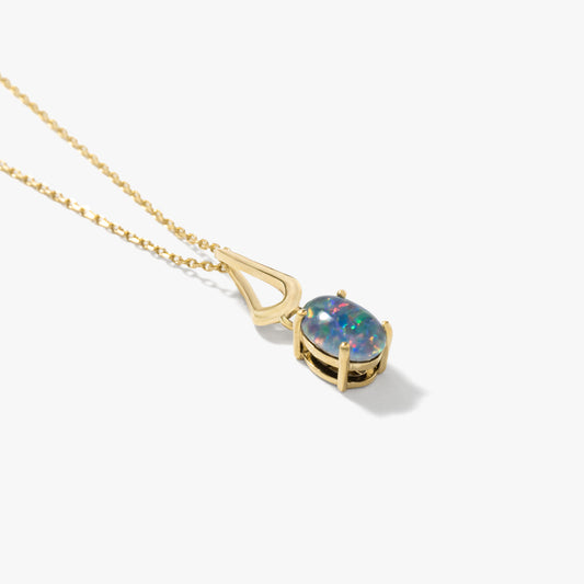 Triplet Opal Necklace in 10K Yellow Gold