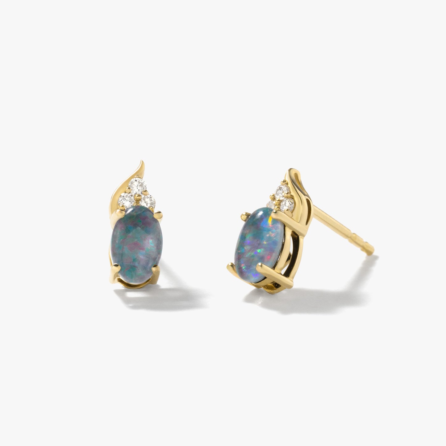 Triplet Opal Earrings in 10K Yellow Gold