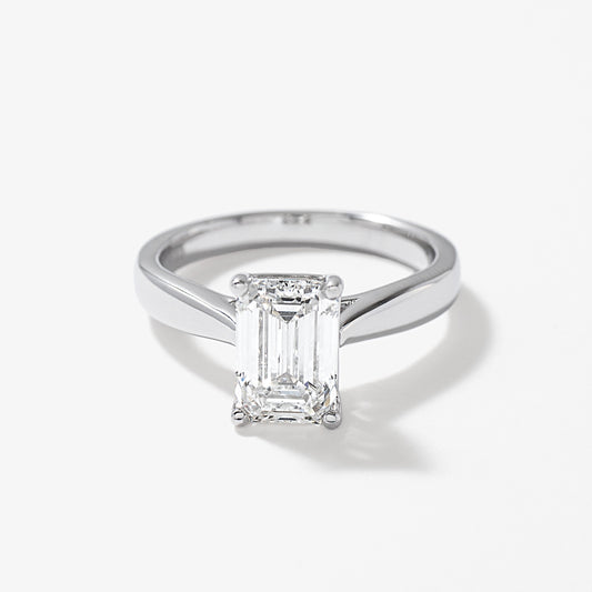 Lab Grown Emerald Cut Diamond Engagement Ring in 14K White Gold (2.00 ct tw)