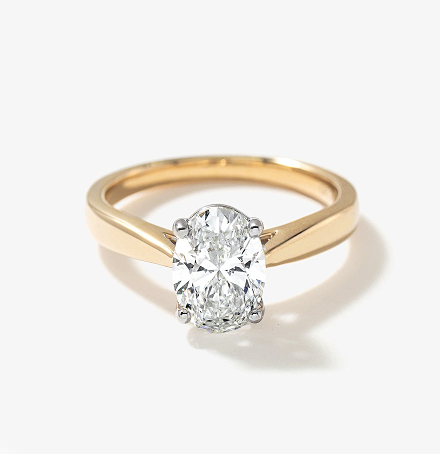 Lab Grown Oval Cut Diamond Engagement Ring 14K Yellow Gold (1.50 ct