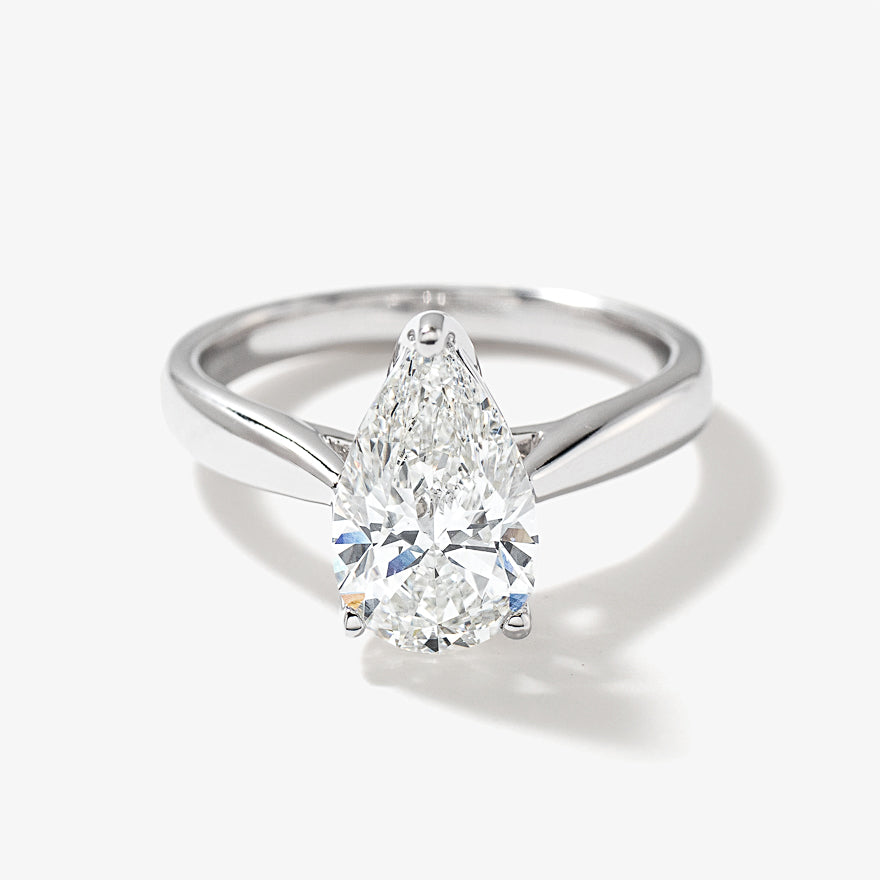 Lab Grown Pear Cut Diamond Engagement Ring 14K White Gold (2.00 ct