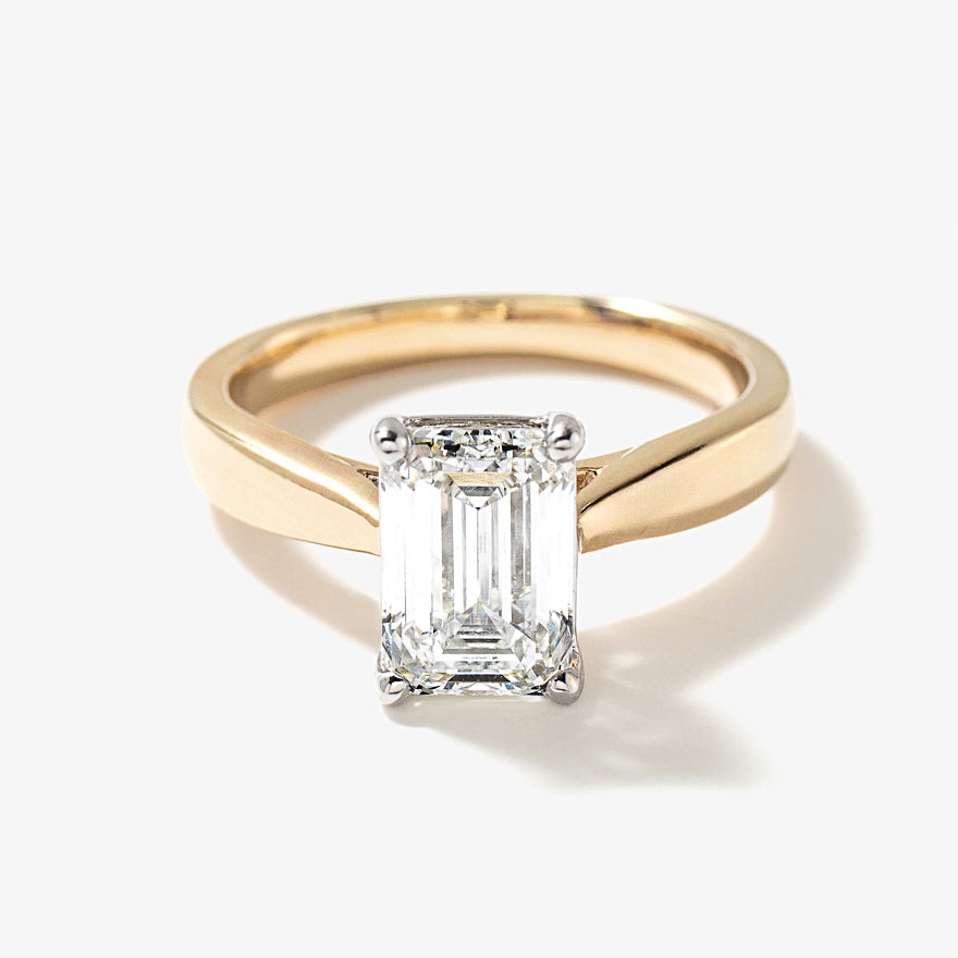 Lab Grown Emerald Cut Diamond Engagement Ring 14K Yellow Gold (2.00