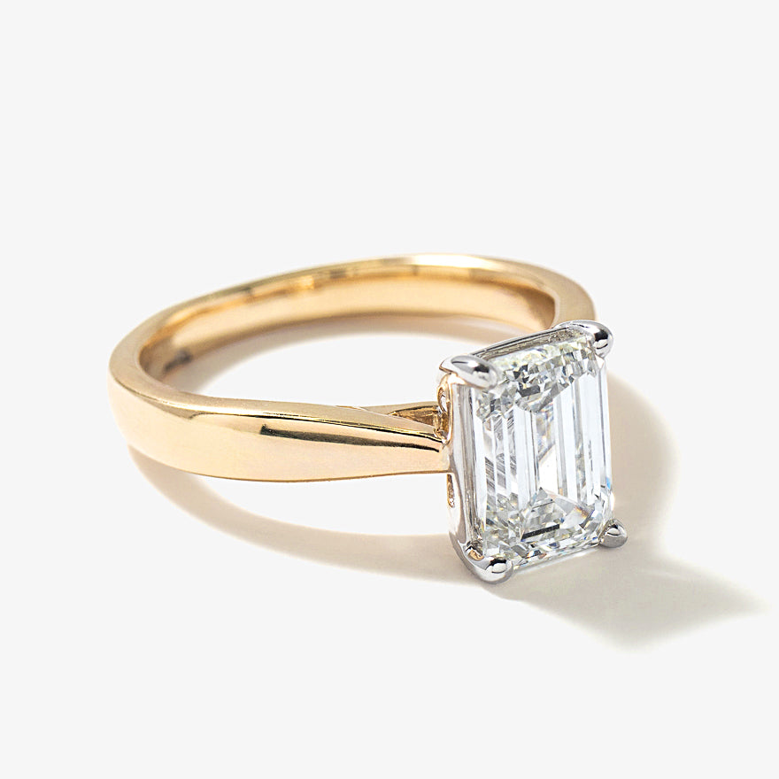 Lab Grown Emerald Cut Diamond Engagement Ring 14K Yellow Gold (2.00