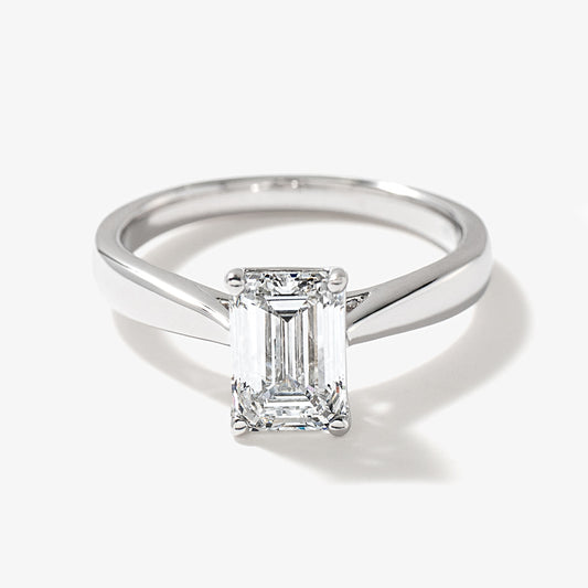 Lab Grown Emerald Cut Diamond Engagement Ring in 14K White Gold (1.50 ct tw)