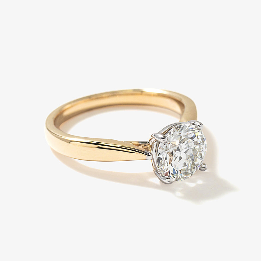 Lab Grown Round Cut Diamond Engagement Ring 14K Yellow Gold (1.50 c