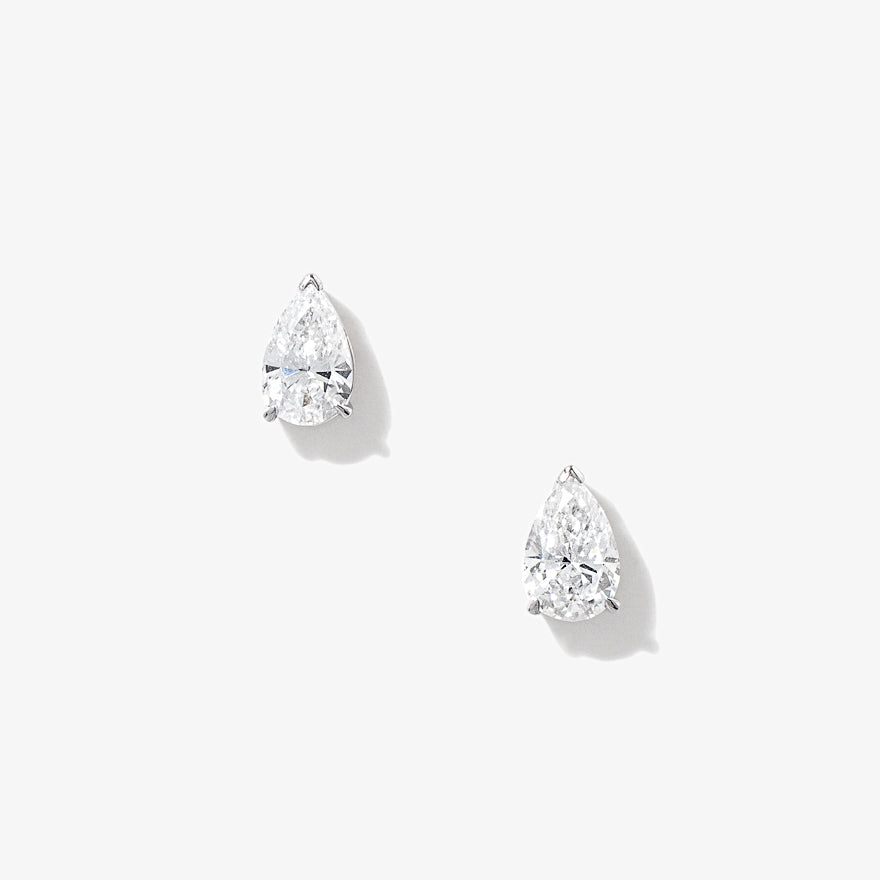 Lab Grown Pear Shape Diamond Stud Earrings in 14K White Gold (0.50 ct