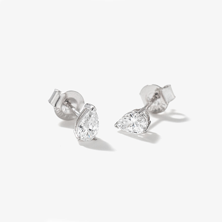 Lab Grown Pear Shape Diamond Stud Earrings in 14K White Gold (0.50 ct tw)