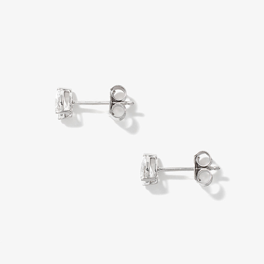 Lab Grown Pear Shape Diamond Stud Earrings in 14K White Gold (0.50 ct