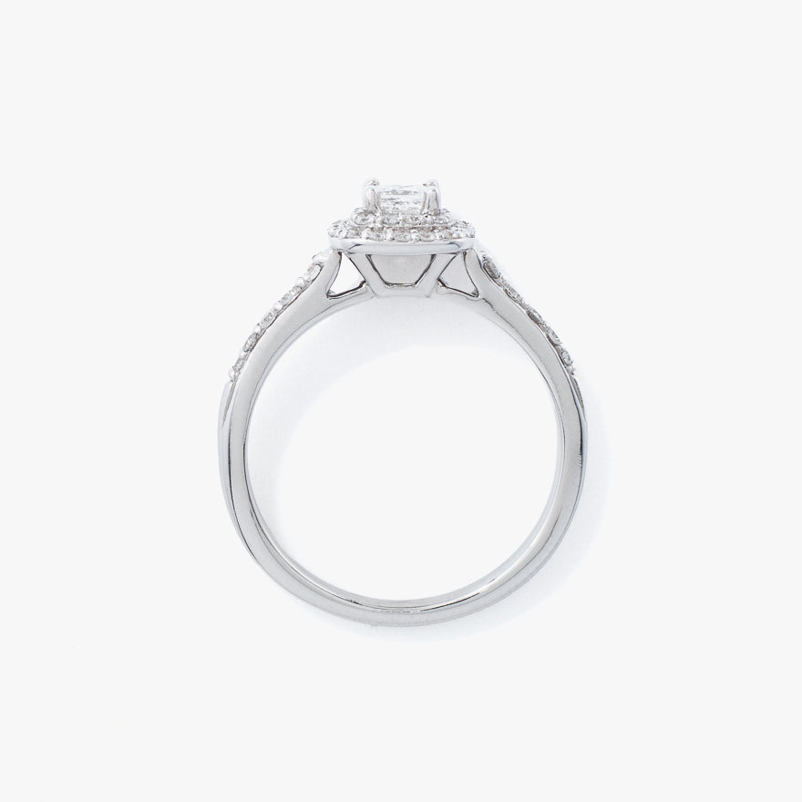 Double Halo Princess Diamond Engagement Ring in 14K White Gold (0.50ct tw)