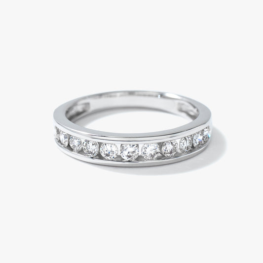 Channel Set Diamond Anniversary Ring in 14K White Gold (0.50 ct tw)