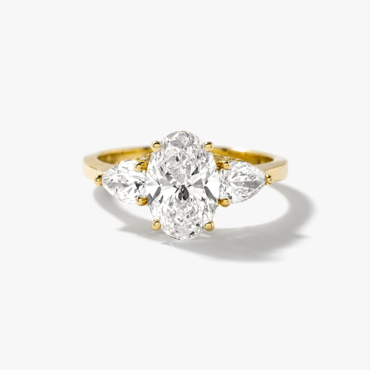 Three Stone Lab Grown Diamond Engagement Ring in 14K Yellow Gold (2.10 ct tw)
