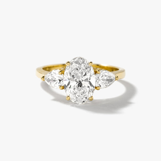 Three Stone Lab Grown Diamond Engagement Ring in 14K Yellow Gold (2.10 ct tw)