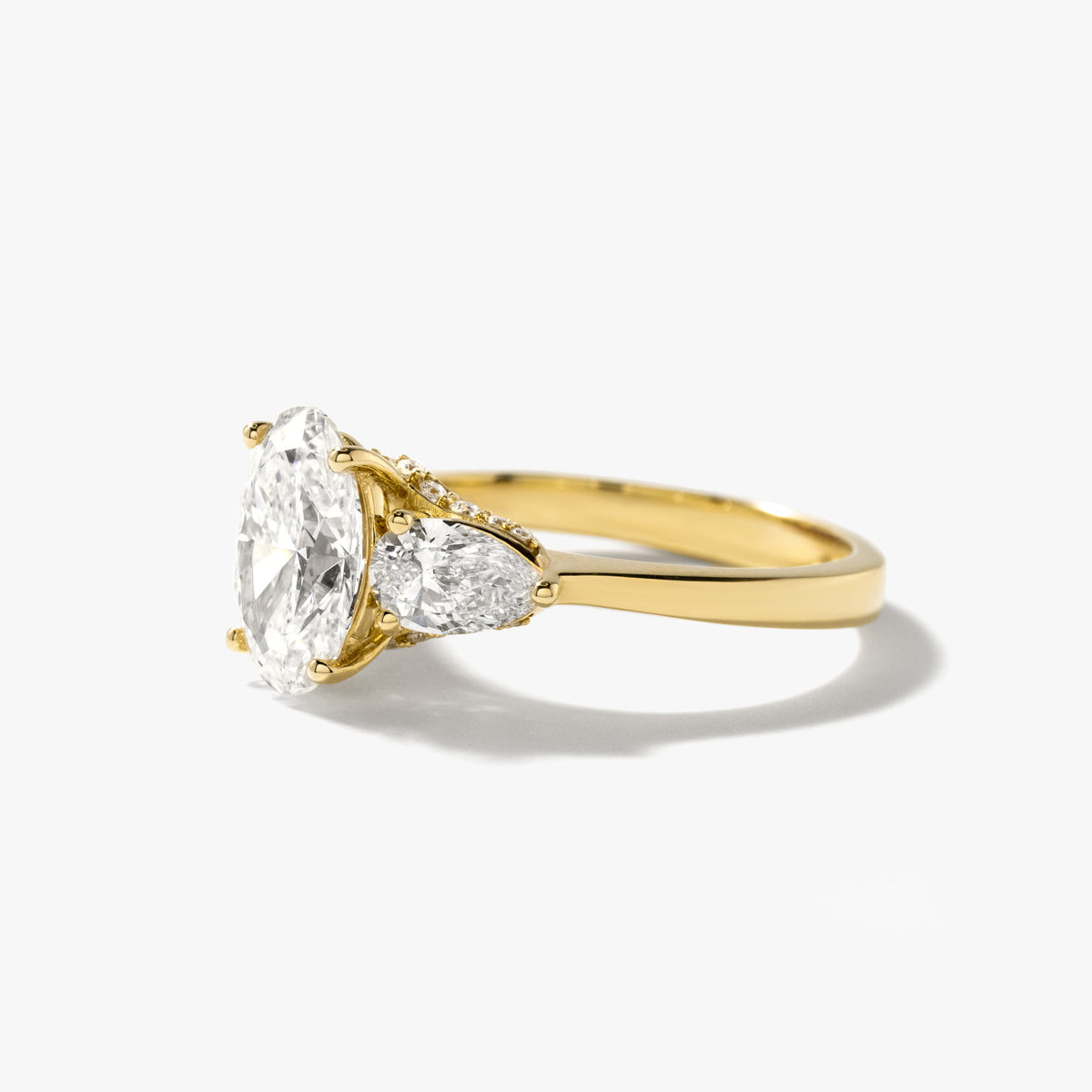 Three Stone Lab Grown Diamond Engagement Ring in 14K Yellow Gold (2.10 ct tw)