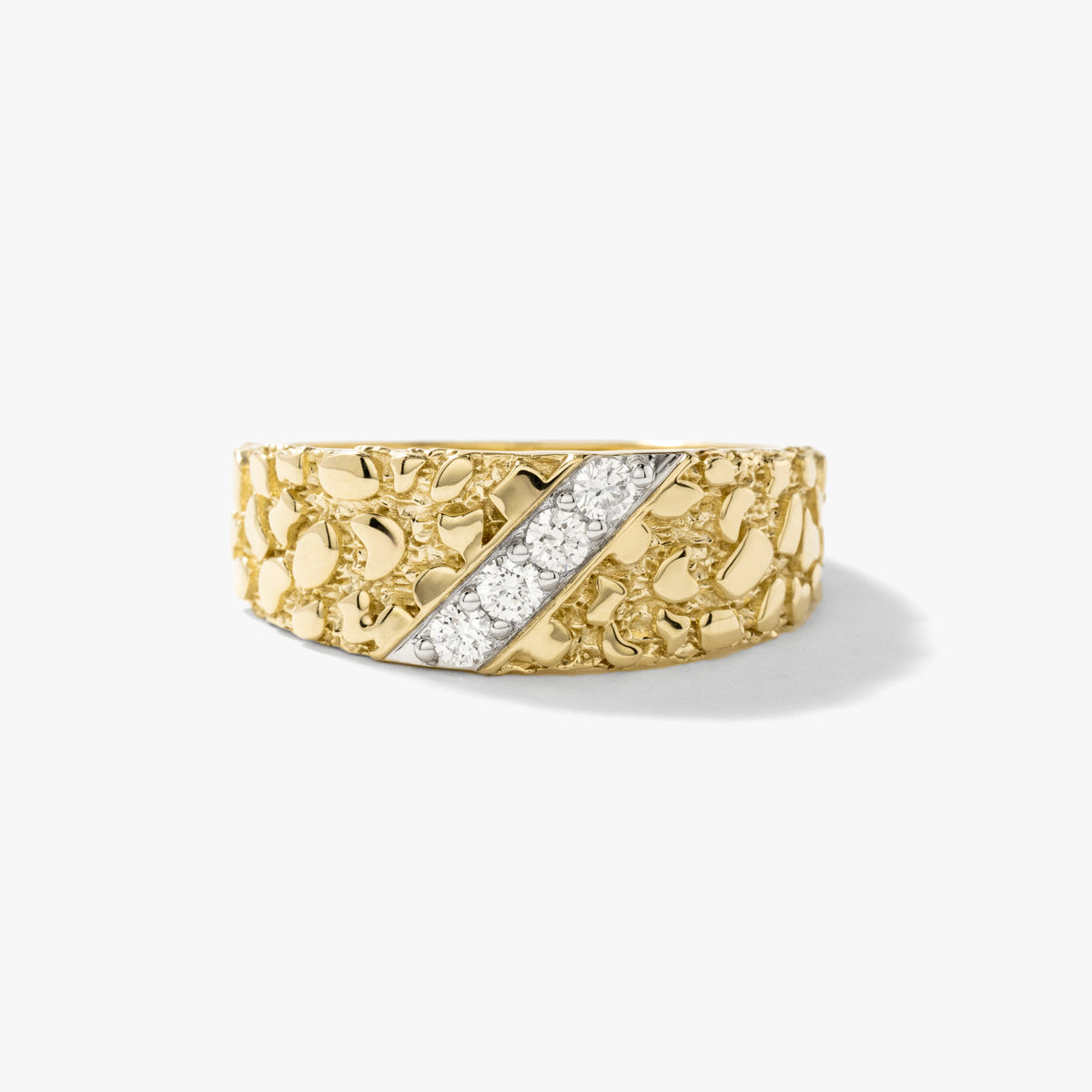 Men's Diamond Gold Nugget Ring in 10K Yellow Gold (0.20 ct tw)