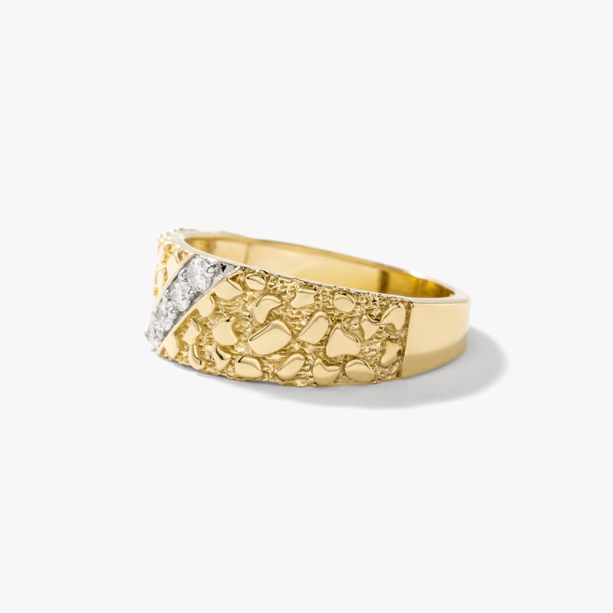 Men's Diamond Gold Nugget Ring in 10K Yellow Gold (0.20 ct tw)